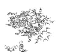 sourcing map 200uds Puntas de Cuentas Abierto de Concha, 1,5mm Metal Cubiertas de Nudos Tapas de Extremo Hallazgos para Joyería Fabricación Bricolaje Artesanía, Plateado