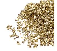 sourcing map 20g Aplastado Vidrio Chips, 2-4mm Irregular Metálico Fornido Brillante Vidrio para Artesanía Bricolaje Joyería Jarrón Relleno Epoxi Resina Decoración Dorado Tono