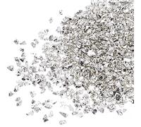sourcing map 20g Aplastado Vidrio Chips, 2-4mm Irregular Metálico Fornido Brillante Vidrio para Artesanía Bricolaje Joyería Jarrón Relleno Epoxi Resina Decoración Plata Tono