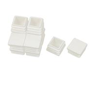 sourcing map 20mm x 20mm Plástico Tubo Cuadrado Plaquitas Extremo Tapas De Cierre Blanco 12Pcs