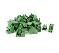 sourcing map 20Pcs Hila Singular 2 Posiciones Conector Terminal Bloqueo Verde Oliva 300V 10A
