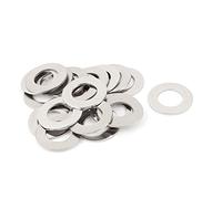 sourcing map 20pcs M20 Fino Liso Arandela Plana Tono Plateado | 304 Stainless Steel