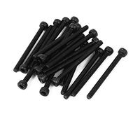sourcing map 20pcs sourcingmap® M2, 5 x30mm Tornillo moleteado perno negro