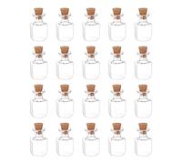 sourcing map 20uds Mini Vidrio Botellas con Corcho Tapones Cuadrado Forma Pequeños Vidrio Viales Transparentes Claras Deseos Botellas para Bricolaje Arte Artesanía Fiesta Decoración