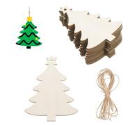 sourcing map 24 adornos de árbol de Navidad de madera para pintar, 3 x 2.6 pulgadas, adorno casero de madera sin terminar en blanco con cuerda para manualidades, bricolaje, Acción de Gracias