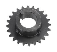 sourcing map 24 Dientes Piñón Tipo B Único Filamento 1/4" Paso, 20mm Calibre Negro Óxido C45 Carbono Acero, Chavetero con 2 Fijación Tornillos para ISO 04C