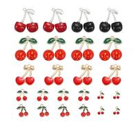 sourcing map 24 dijes de cereza, colgantes acrílicos de cereza, bonitos dijes de frutas para hacer joyas, aretes, collares, pulseras, manualidades, multicolor