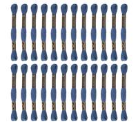 sourcing map 24 Madejas de Hilo de Bordar de 8m Cada una, Hechas de Algodón Egipcio de Fibra Larga, para Proyectos de Bordado, Pulseras, Color Azul Oscuro