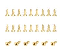 sourcing map 24 tornillos de latón, M4 x 12 mm, cabeza plana Phillips maciza, tornillos de madera autorroscantes para carpintería, reparación de muebles, marcos de fotos, paneles de yeso