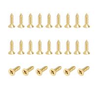 sourcing map 24 tornillos de latón, M4 x 16 mm, cabeza plana Phillips maciza, tornillos de madera autorroscantes para carpintería, reparación de muebles, marcos de fotos, paneles de yeso