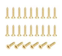 sourcing map 24 tornillos de latón, M4 x 20 mm, cabeza plana Phillips maciza, tornillos de madera autorroscantes para carpintería, reparación de muebles, marcos de fotos, paneles de yeso