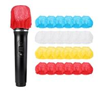 sourcing map 240 fundas desechables para micrófono, no tejidas, cubierta protectora para parabrisas para KTV, sala de grabación, actuaciones en escenario, entrevista (rojo/amarillo/blanco/azul)