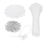 sourcing map 240 soportes tipo sillín de 0.9 pulgadas con bridas de cable de 6 pulgadas y tornillos de rosca M5, juego de abrazaderas de soporte organizador de cables, color blanco