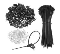 sourcing map 240 soportes tipo sillín de 1,9 cm con bridas de 15,24 cm y tornillos de rosca M3, juego de abrazaderas de soporte organizador de cables, color negro