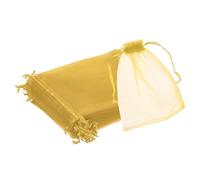 sourcing map 25 bolsas de organza de 15 x 20 cm con cordón, bolsa de malla transparente para regalo, joyería, boda, fiesta, Navidad, caramelos, color dorado