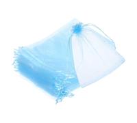 sourcing map 25 bolsas de organza de 15 x 20 cm con cordón, bolsas de malla transparente para regalo, joyas, bodas, fiestas, Navidad, caramelos, azul cielo