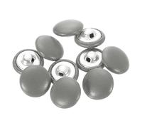sourcing map 25 botones cubiertos de piel sintética de 15 mm de diámetro, vástago redondo de aluminio, botones de costura de repuesto para decoración de ropa, accesorios de bricolaje, color gris