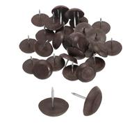 sourcing map 25 deslizadores de muebles, almohadillas redondas de plástico de 24 mm, protectores de suelo de madera dura para silla, mesa, escritorio, patas de armario, color marrón