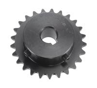 sourcing map 25 Dientes Piñón Tipo B Único Filamento 1/4" Paso, 12mm Calibre Negro Óxido C45 Carbono Acero, Chavetero con 2 Fijación Tornillos para ISO 04C