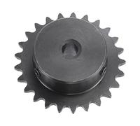 sourcing map 25 Dientes Piñón Tipo B Único Filamento 1/4" Paso, 8mm Calibre Negro Óxido C45 Carbono Acero con 2 Fijación Tornillos para ISO 04C