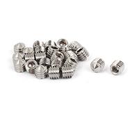sourcing map sourcingmap® M6 x 6 mm de cabeza hexagonal del tornillo de ajuste de punta cónica en tono plateado 25 pcs