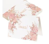 sourcing map 25 tarjetas de agradecimiento, cartulina en blanco plegada floral de 3.7 x 5.5 pulgadas, notas de agradecimiento para tarjetas de felicitación, boda, graduación, cumpleaños, invitaciones