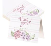 sourcing map 25 tarjetas de agradecimiento, cartulina en blanco plegada floral de 3.7 x 5.5 pulgadas, notas de agradecimiento para tarjetas de felicitación, boda, graduación, cumpleaños, invitaciones