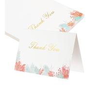 sourcing map 25 tarjetas de agradecimiento, cartulina en blanco plegada floral de 5.9 x 7.9 pulgadas, notas de agradecimiento para tarjetas de felicitación, boda, graduación, cumpleaños, invitaciones