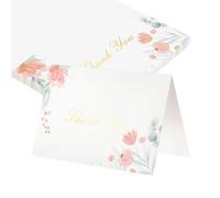 sourcing map 25 tarjetas de agradecimiento, cartulina en blanco plegada floral de 5.9 x 7.9 pulgadas, notas de agradecimiento para tarjetas de felicitación, boda, graduación, cumpleaños, invitaciones