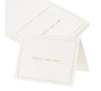 sourcing map 25 tarjetas de feliz año nuevo, 5.5 x 3.7 pulgadas, tarjeta de felicitación plegada en blanco con borde de lámina dorada para deseos, boda, graduación, cumpleaños, invitaciones de