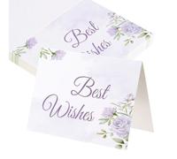 sourcing map 25 tarjetas de los mejores deseos, cartulina en blanco plegada floral de 3.7 x 5.5 pulgadas, notas de agradecimiento para tarjetas de felicitación, boda, graduación, cumpleaños