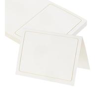 sourcing map 25 tarjetas en blanco, 5.5 x 3.7 pulgadas, tarjeta de felicitación plegada en blanco con borde de lámina dorada para deseos, regalo, boda, graduación, cumpleaños, invitaciones de