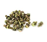 sourcing map 25pcs M6x16mm chapado de zinc amarillo el perno de cabeza | hexagonal, grado 8, 8, con arandela