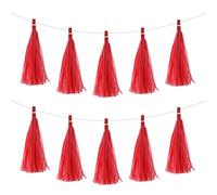 sourcing map 25uds Guirnalda Flecos Rojos Banner con Cuerda Flecos Papel Seda Tassels para Fiesta Tassels Bricolaje Kits para Decoración Bodas Cumpleaños Fiesta