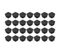 sourcing map 28 tapones cuadrados de plástico, 10 x 10 mm, tapas de extremo de tubo de polietileno para patas de silla de muebles de 9 mm, color negro