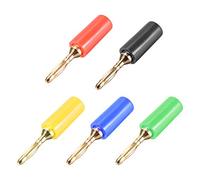 sourcing map 2mm Banana Enchufes Altavoz Cable Enchufes Conectores 5 Colores 5uds Enchufe Conector