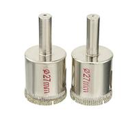 sourcing map 2pcs 27mm Diamante partículas de revestimiento Consejo agujero Sierra Taladro de Metal para Vidrio