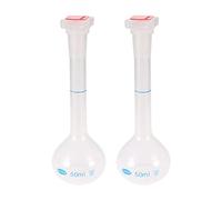 sourcing map 2pcs 50ml de cuello largo de medición volumétrica de plástico A prueba de calor matraz para laboratorio