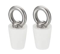 sourcing map 2Pcs Tapones de Goma Cónicos para Laboratorio, 11.5mm a 15.5mm Tapones de Goma Sólida con Anillo de Acero para Prueba Tubos, Agua Tubería, Drenaje Agujero, Blanco