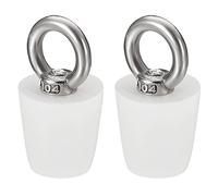 sourcing map 2Pcs Tapones de Goma Cónicos para Laboratorio, 19mm a 26mm Tapones de Goma Sólida con Anillo de Acero para Prueba Tubos, Agua Tubería, Drenaje Agujero, Blanco