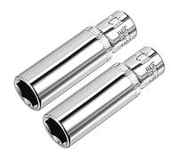 sourcing map 2Pcs Unidad de 1/4 de pulgada 10 mm Cr-V de 6 puntos de enchufe profundo