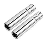 sourcing map 2Pcs Unidad de 1/4 de pulgada 8 mm Cr-V de 6 puntos de enchufe profundo