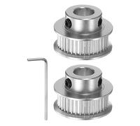 sourcing map 2uds 2GT Loca Polea 36 Dientes 8mm Diámetro 25mm Dia. Aluminio Distribución Correa con 2mm Hexagonal Inglesa Llave para 6mm Ancho Correa CNC Máquina Plateado Tono