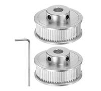 sourcing map 2uds 2GT Loca Polea 60 Dientes 8mm Diámetro 40mm Dia. Aluminio Distribución Correa con 2mm Hexagonal Inglesa Llave para 10mm Ancho Correa CNC Máquina Plateado Tono