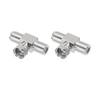 sourcing map 2uds 3 Vías Coaxial Conector F Macho a 2 F Hembra Adaptador 75 Ohm RG6 Impermeable para Antena, TV, Vídeo, Satélite Receptor, Cable Caja, VCR, DVD Reproductor