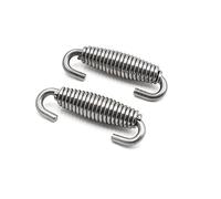 sourcing map 2uds 55mm Acero Inoxidable Gancho de Resorte del Tubo Escape de la Moto Tono Plateado