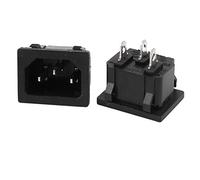 sourcing map 2uds CA 250V 10A Adaptador de Alimentación de Acoplar en Montaje 3P IEC320 C14