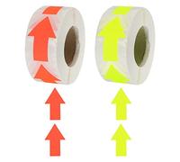 sourcing map 2uds Flecha Pegatina Etiquetas 500 Cuenta/Rollo 5x3.2cm Fluorescente Amarillo/Rojo Adhesivo Flecha Forma Señales para Bricolaje Artesanía Organización Inventario