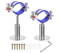 sourcing map 2uds Inoxidable Acero Tubería Soportes Pared Montaje Techo Montaje Tubería Soporte Ajustable Abrazadera Tubo Correa para Diámetro 45-48mm Tubería Tubo