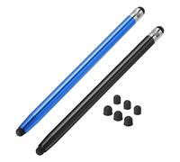 sourcing map 2uds Óptica Punta Lápices para Táctil Pantallas con 6 Extra Puntas Capacitivo Óptica Punta Universal Tableta Lápiz Sensibilidad Precisión, Azul Negro